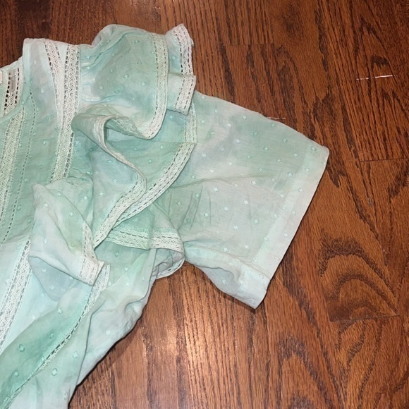 LoveShackFancy Natasha Preppy Green Tie Dye Ruffle Mini Dress Large - Picture 7 of 11